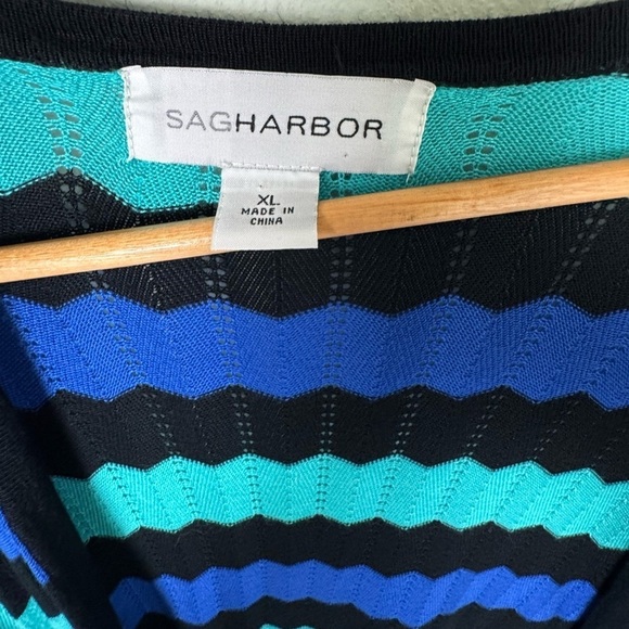 Sag Harbor Zig Zag Pattern Knit Open Front Cardigan Size XL - Picture 3 of 4
